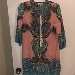 Paisley style dress strings/tassel,  3/4 sleeve